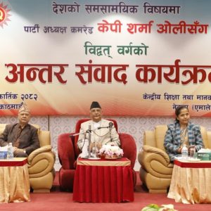 ‘गल्ती प्रतिक्रियावादी गर्छन्, गाली आफ्नै पार्टीलाई’ – ओलीको टिप्पणी